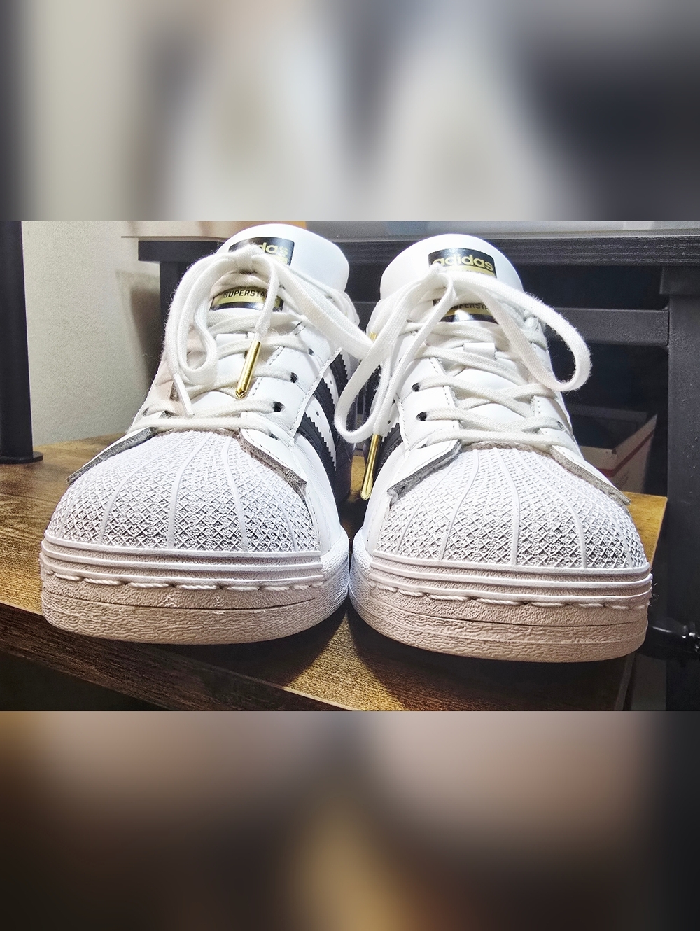 Adidas Superstar “Superstan” White Black Gold Lace Sneakers Mens 6 Womens7.5 - Picture 5 of 8